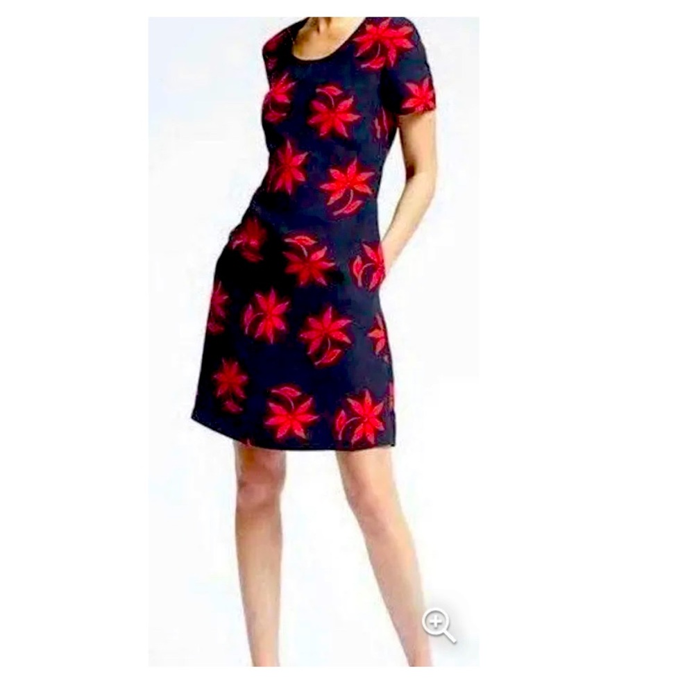 NWT Banana Republic Bold Floral Crepe Dress Navy 6